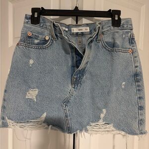 Mango Denim Mini Skirt in Light Blue